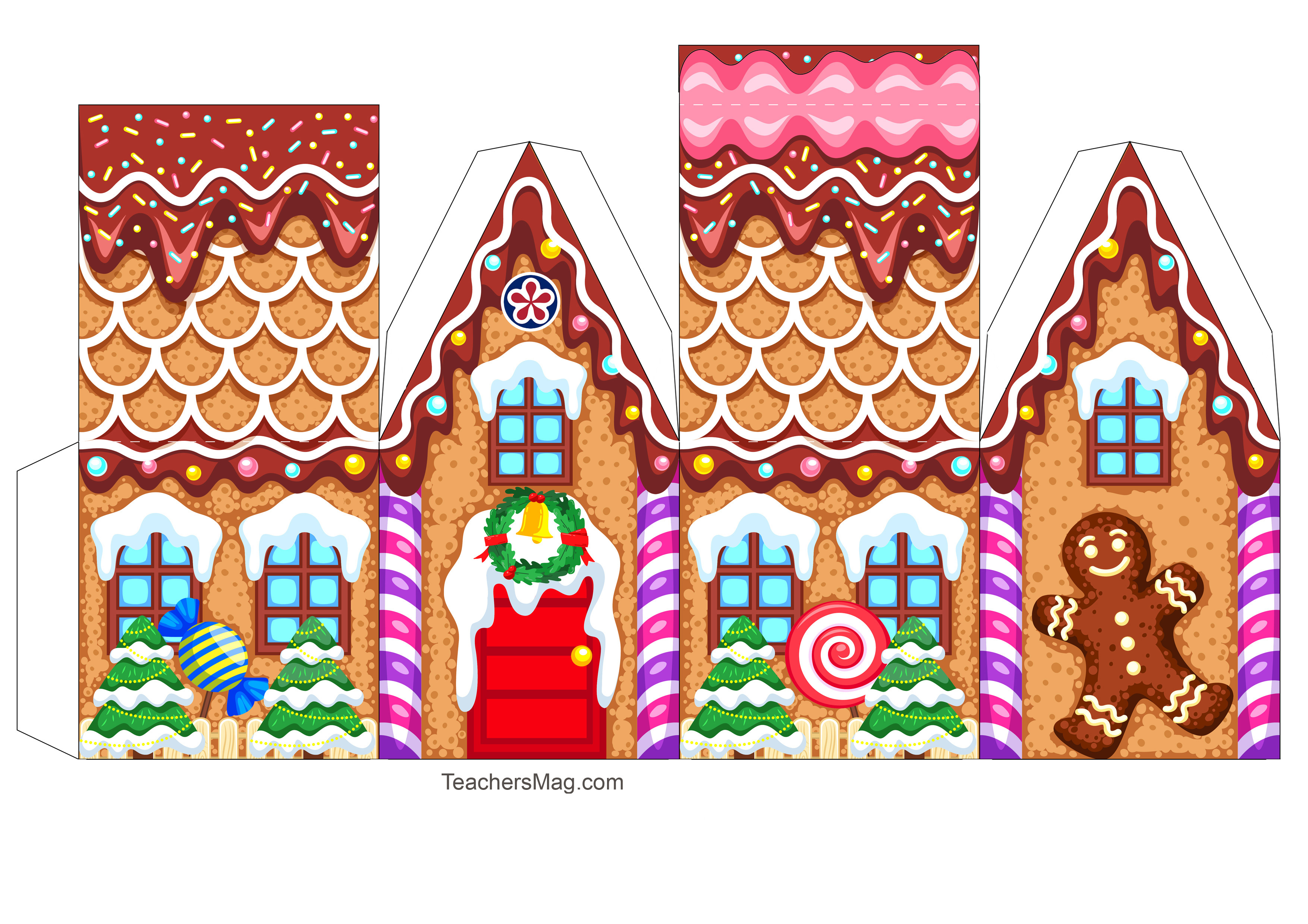 Free Printable Gingerbread House Template.