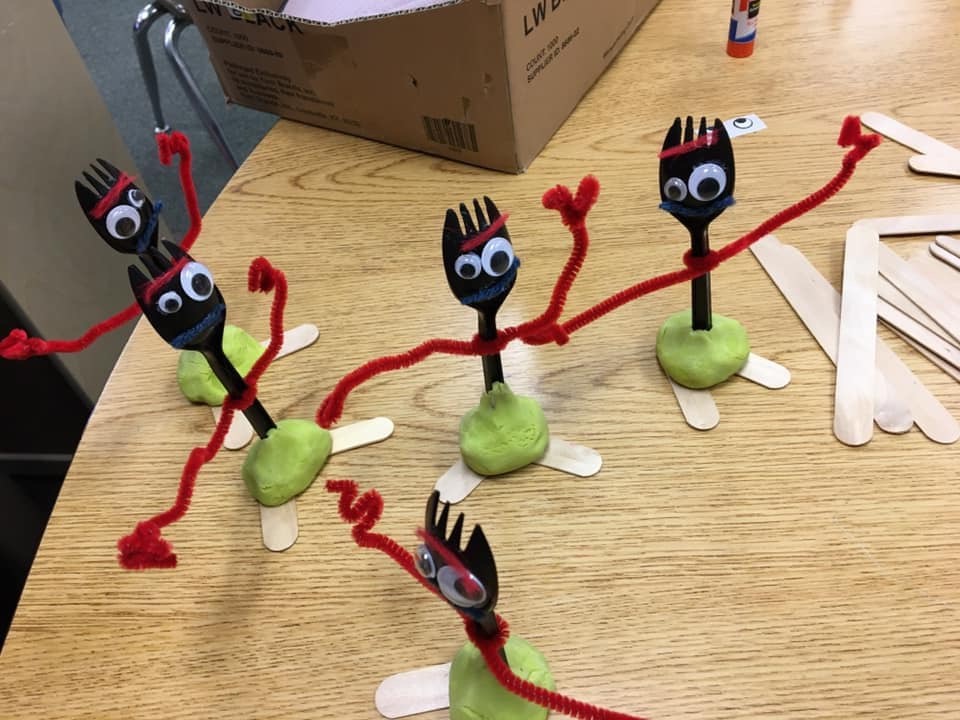 We made Forkys today. The students semeed to love the activity, also no one mentioned the “color”! which tell us a lot about children being so innocent and pure. And. they memorized the letter Ff immediately. So nice.