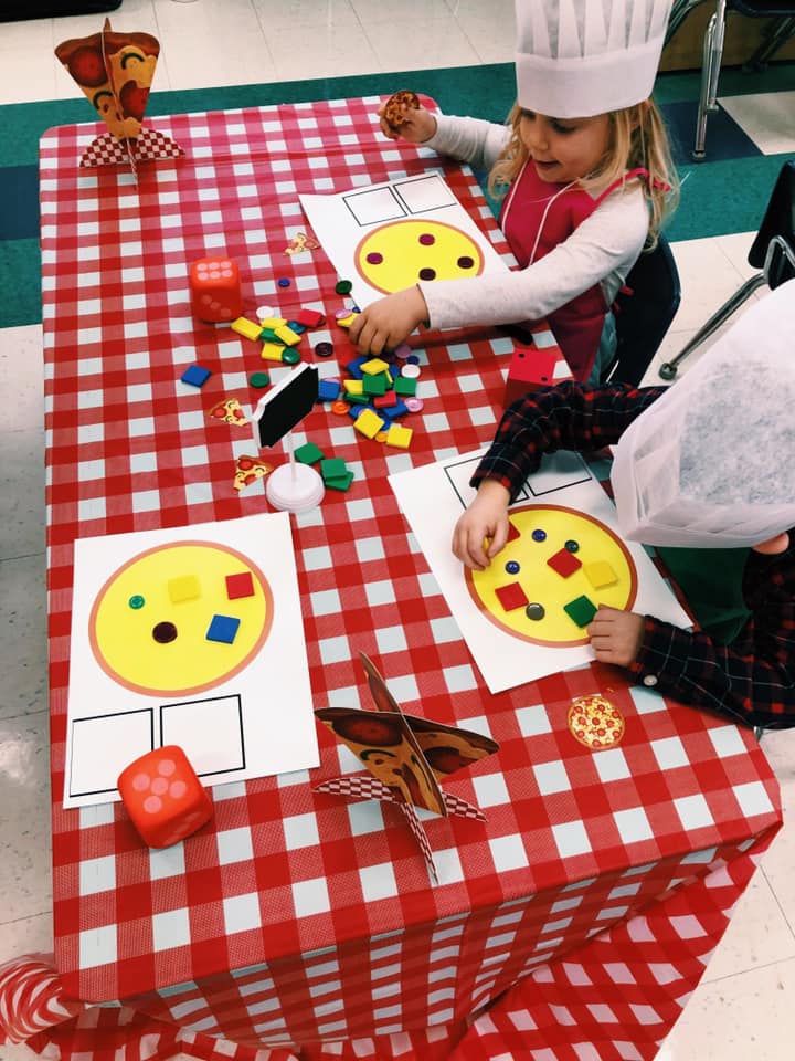 Pizza-Style 2D and 3D Themed Centers About Shapes to Use With Young Students