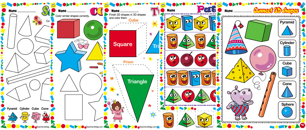 3D Shape Worksheets for Use in Preschool