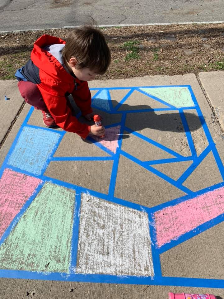 Painter's Tape Sidewalk Chalk Activity Idea