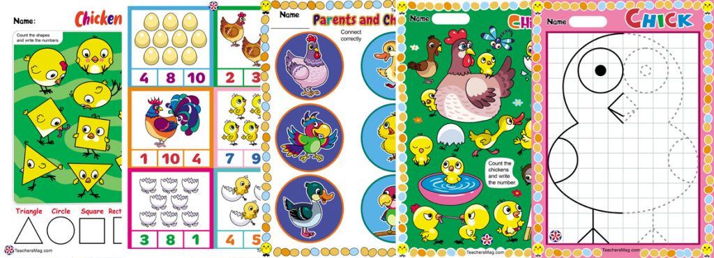 Chick-Themed Worksheets for Use With Young Students