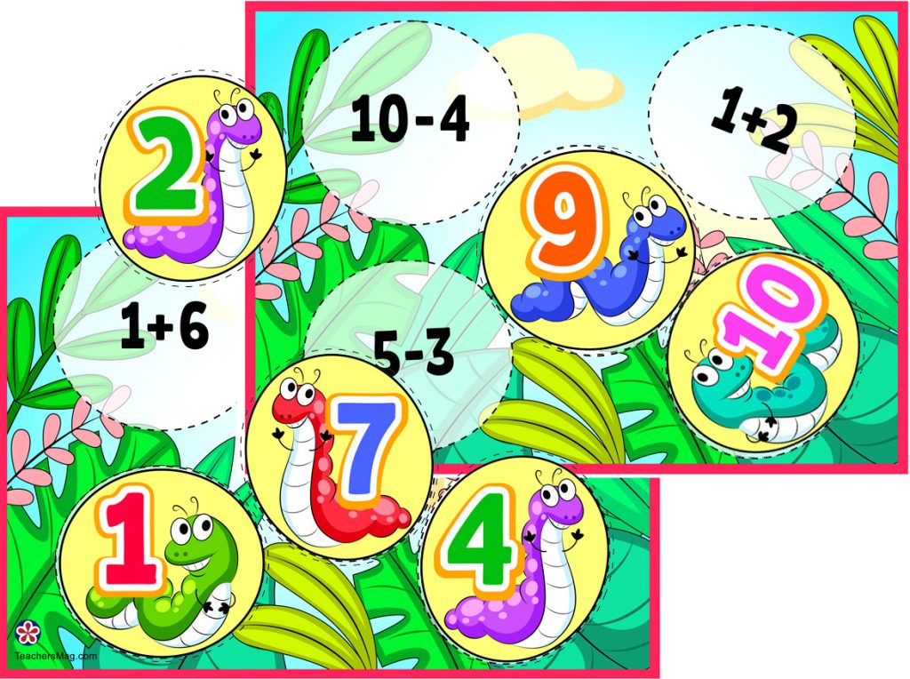 Addition and Subtraction Matching Activity for Kids