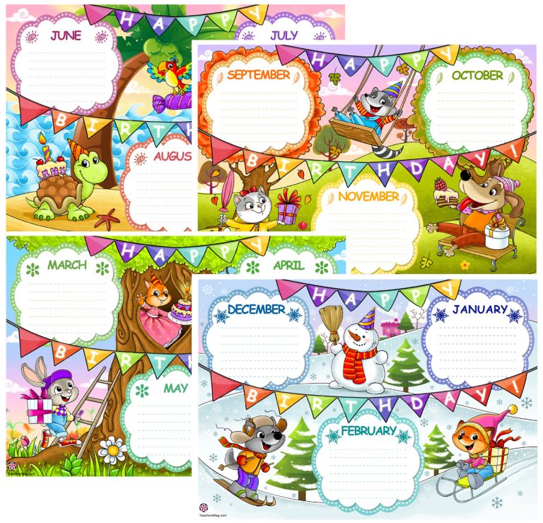 Printable Birthday Month-Noting Calendars | TeachersMag.com