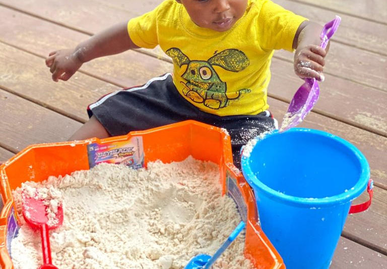 Moon Sand Sensory Activity for Toddlers.