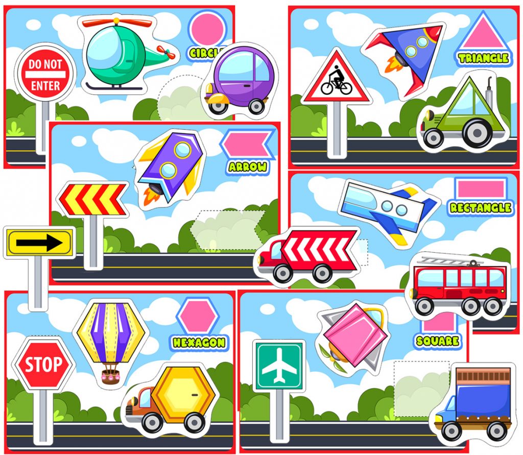 Transportation Shape Worksheets for Kids