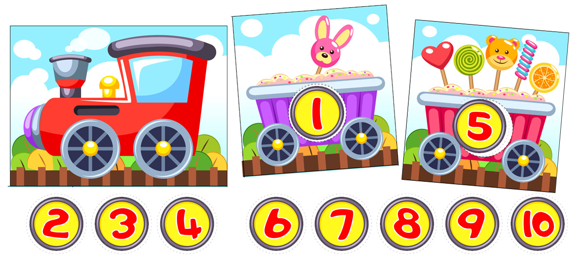 Printable Number Matching Card Game With Train Cars.