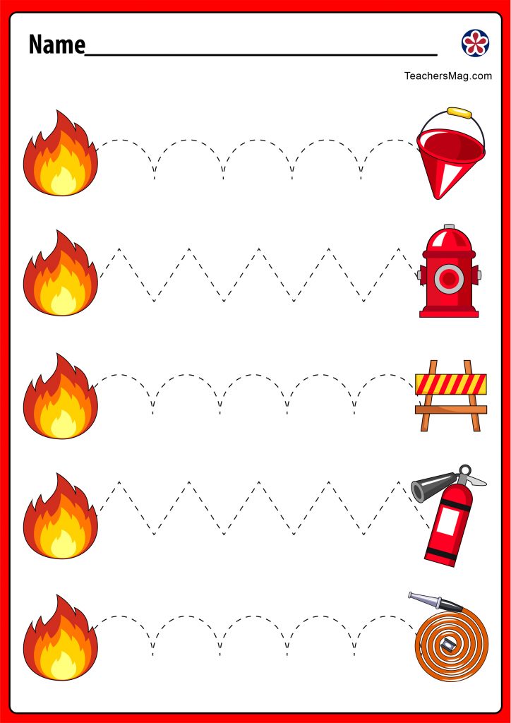 Fire Safety-Themed Tracing Worksheets for Pre-K and Kindergarten Kids-2