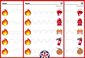 Fire Safety-Themed Tracing Worksheets for Pre-K and Kindergarten Kids