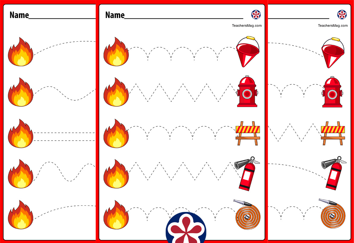 Fire Safety-Themed Tracing Worksheets