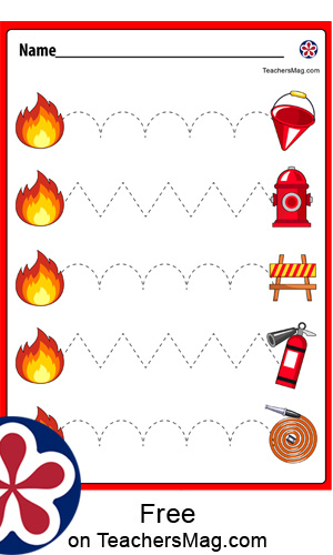 Fire Safety-Themed Tracing Worksheets for Pre-K and Kindergarten Kids