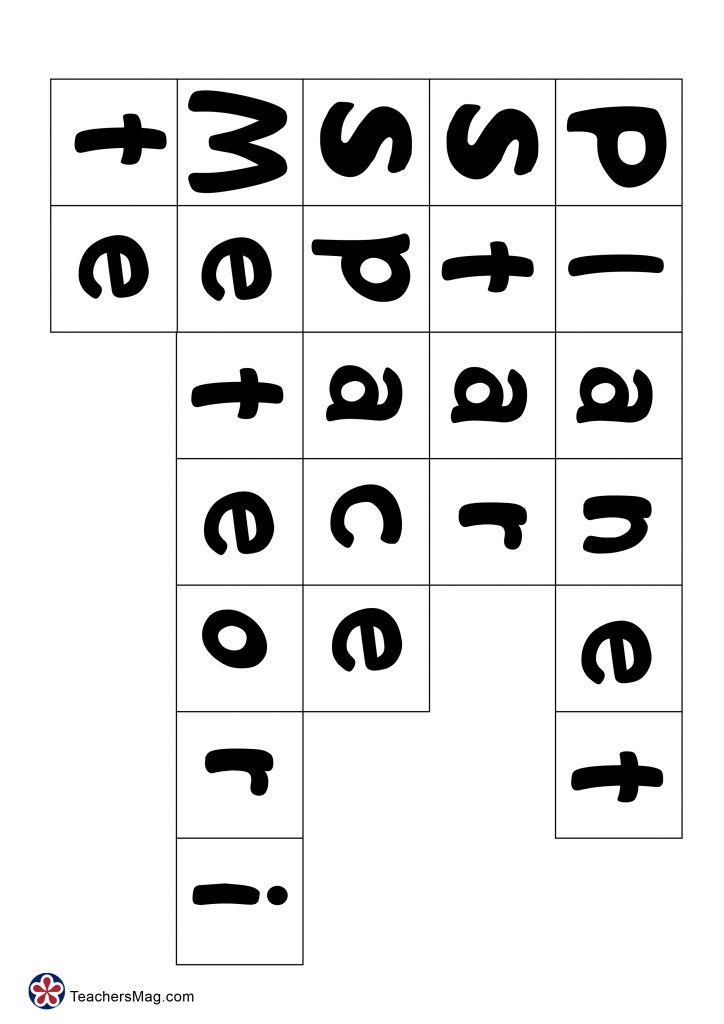 Space Words Spelling Worksheet for Kids-2. TeachersMag.com