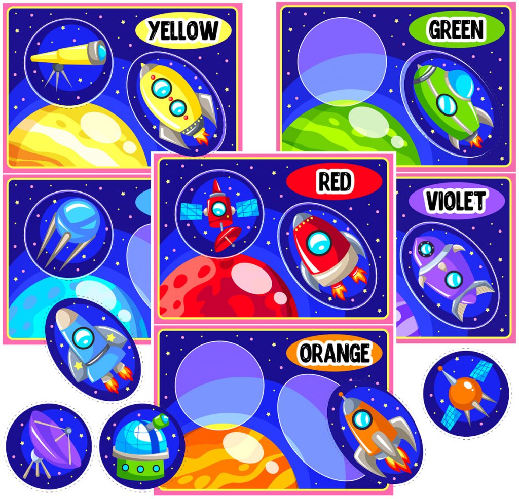 Space-Themed Color Matching Game for Preschoolers