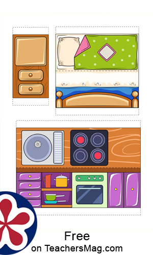 Free paper doll house template