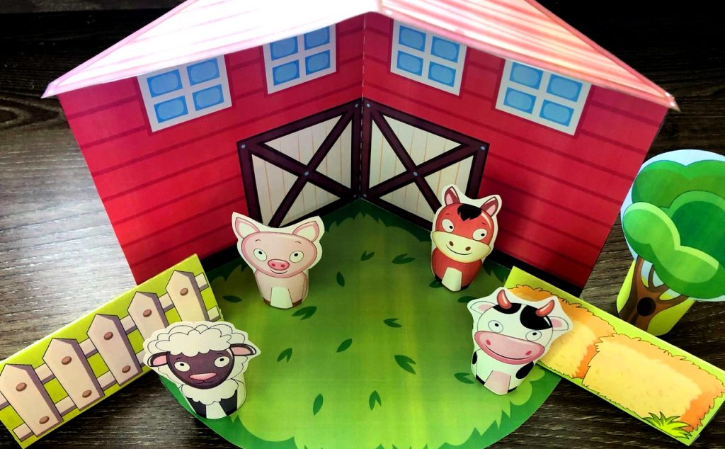 Printable 3D Paper Farm For Children. TeachersMag.com