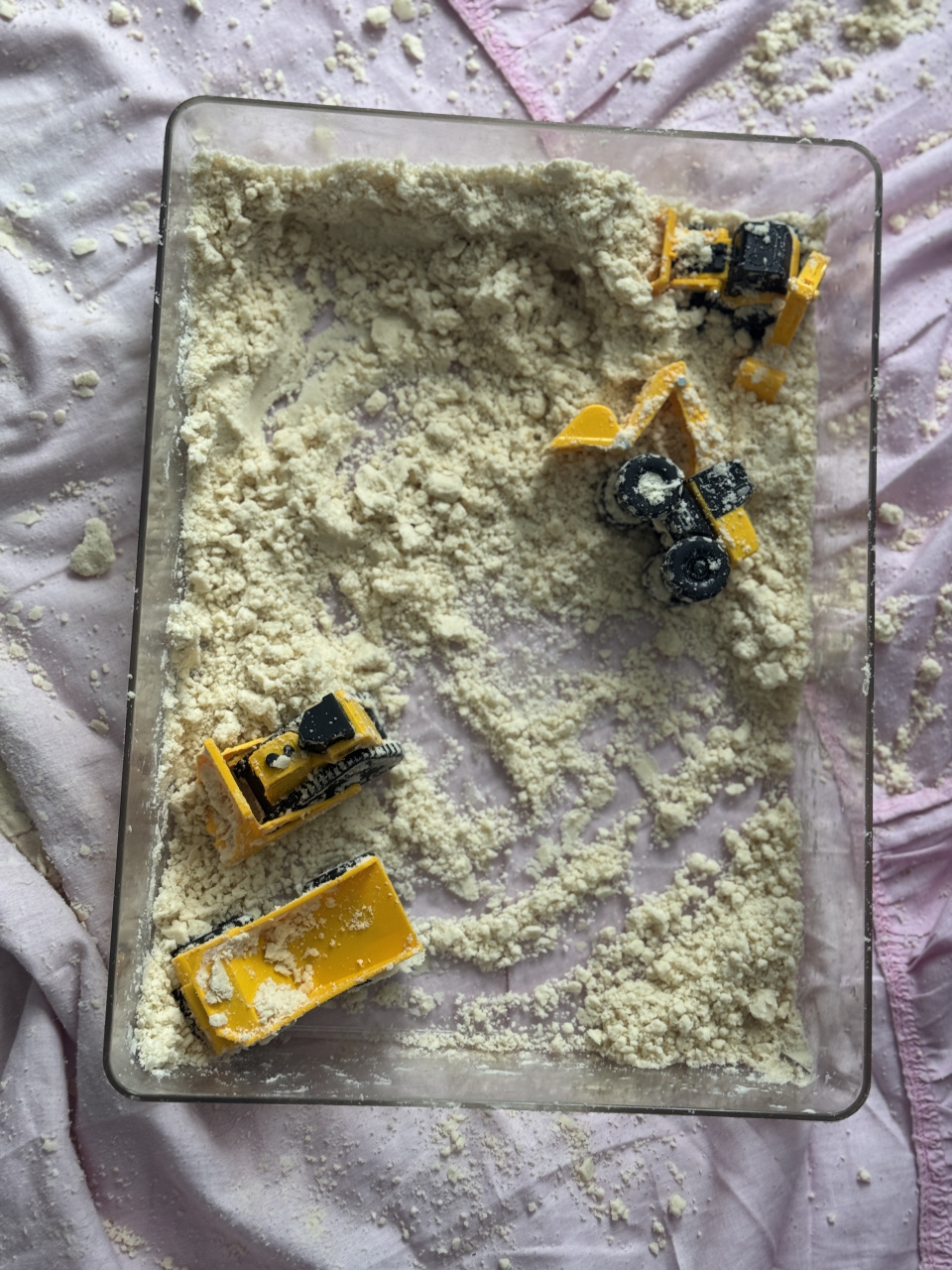 Construction site sensory bin