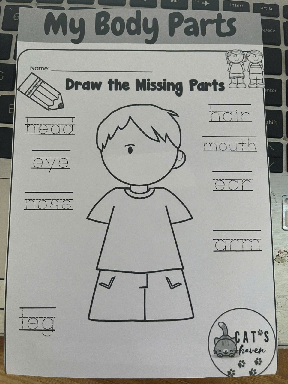 My body parts.
Drawing missing parts