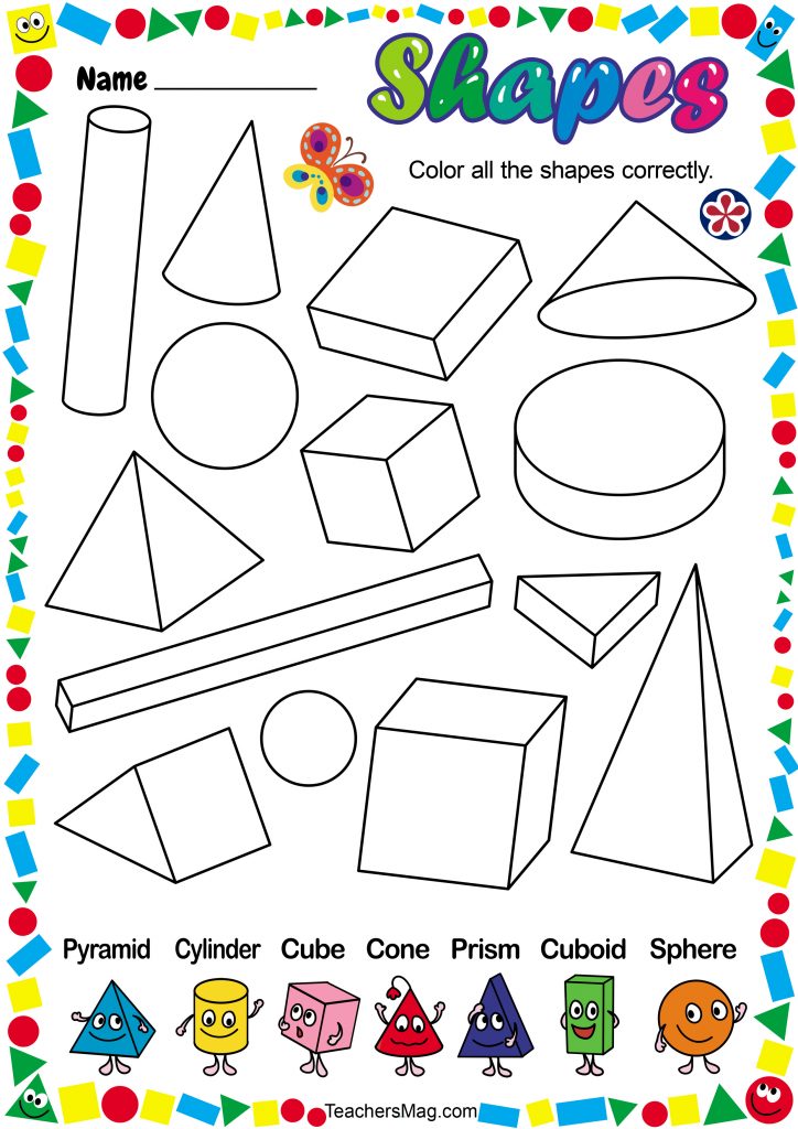 3D Shape Worksheets for Use in Preschool-2. TeachersMag.com