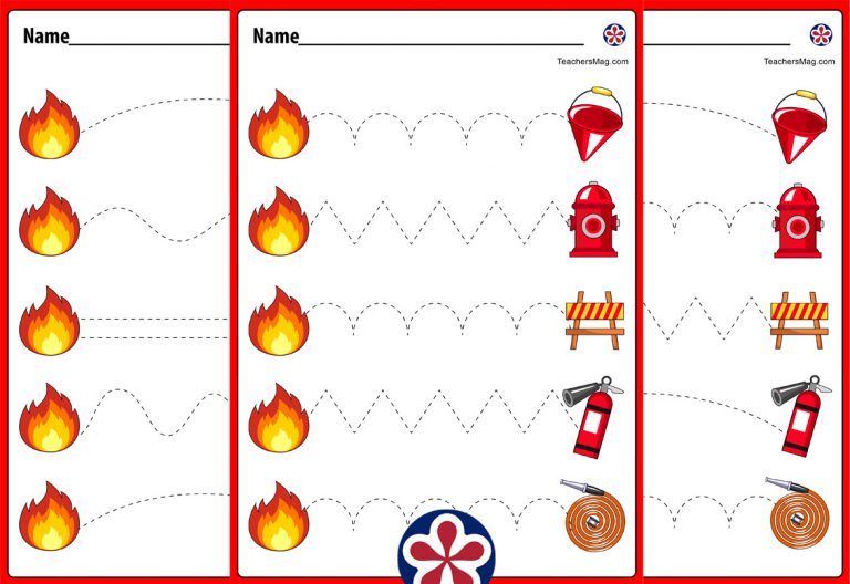 Fire Safety-Themed Tracing Worksheets for Pre-K and Kindergarten Kids ...