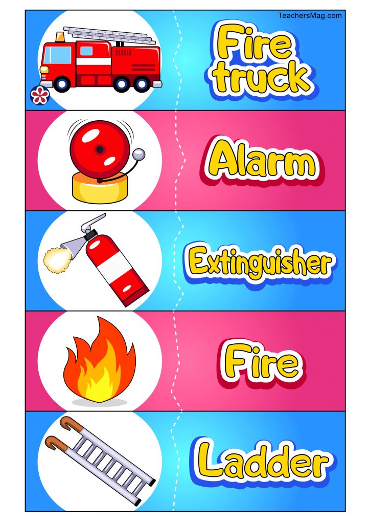 Fire Safety Word-Matching Game for Kids-2 | TeachersMag.com